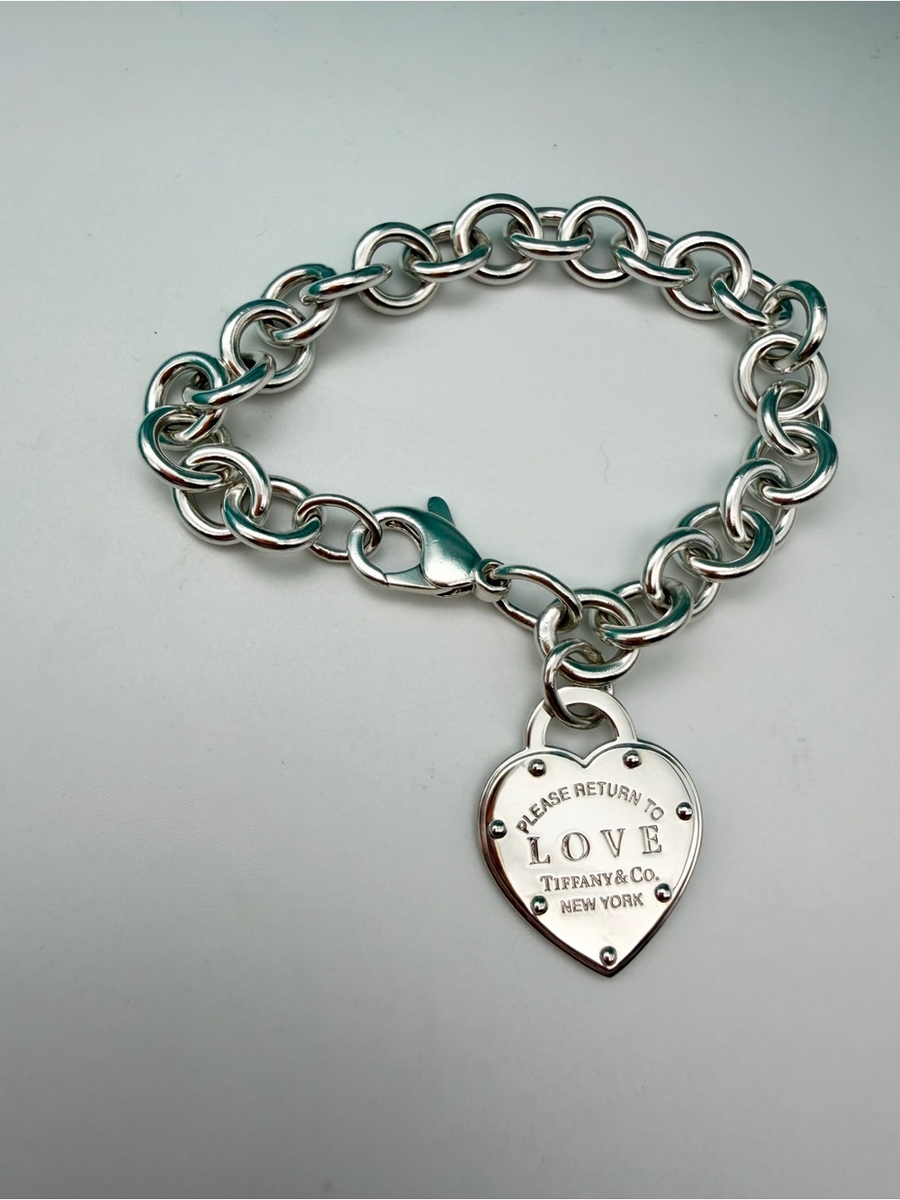 Tiffany & Co. 7.5” Return To Love Medium Heart Charm Bracelet Sterling Silver
